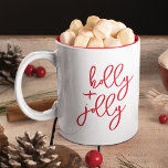 Taza Bicolor Holly Jolly Modern Cute Script vacaciones Minimali<br><div class="desc">Sip en estilo con nuestro Holly Jolly Mug! ☕️ Añadir el texto de su personalizado para un toque personal. ¡Métete en el espíritu de las vacaciones con cada sorbo! 🎅 #HollyJollyMug</div>