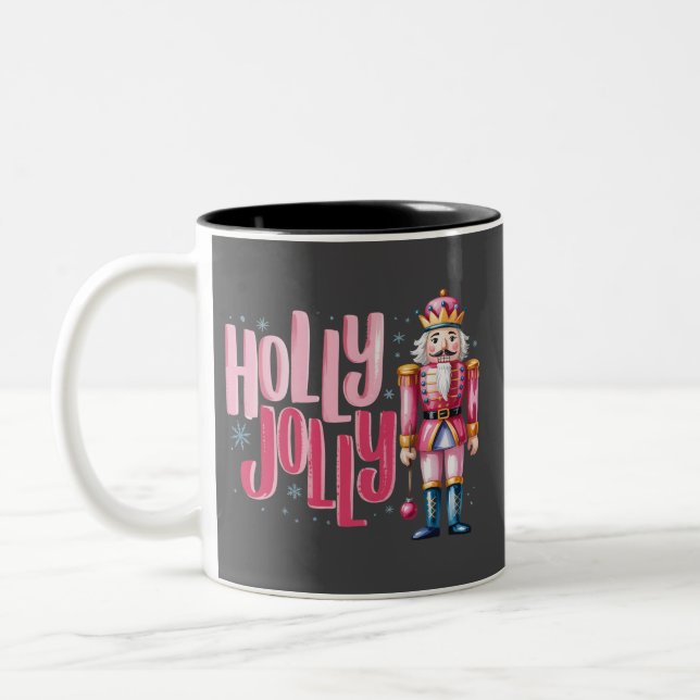 Taza Bicolor Holly Jolly Nutcracker Navidades Coquette Preppy (Izquierda)