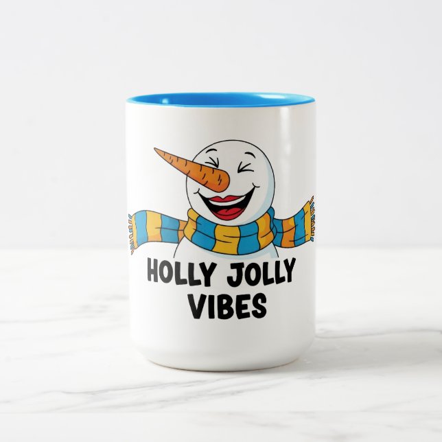 Taza Bicolor Holly Jolly Vibes Snowman (Centro)