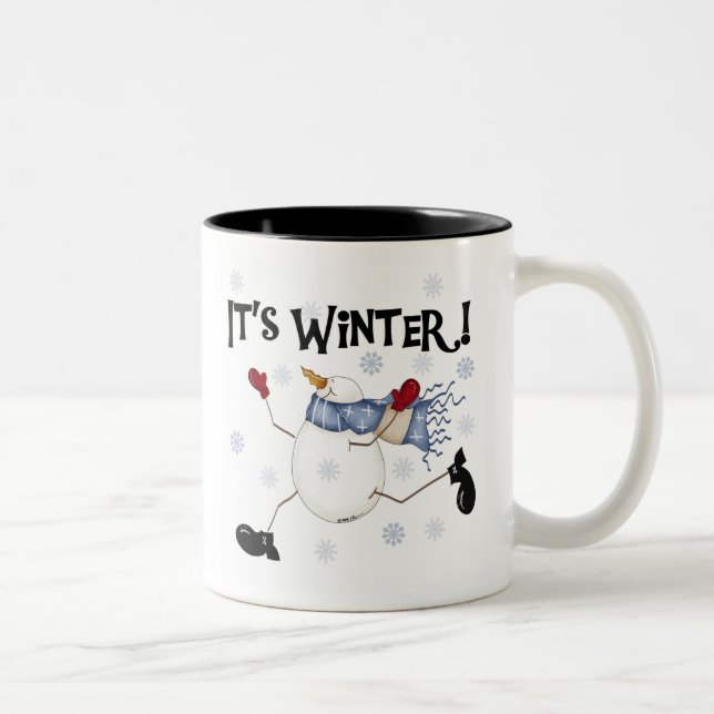 Taza Bicolor Hombre de nieve es invierno (Derecha)