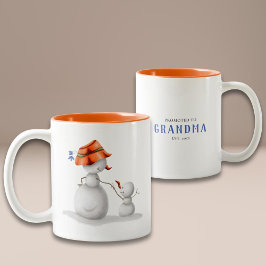 Taza Bicolor Hombre de nieve personalizado promovido a la abuel
