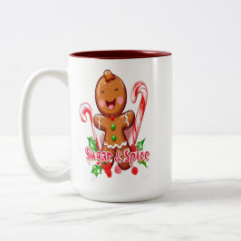 Taza Bicolor Hombre de pan de jengibre y Navidades de cane de c