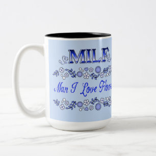 Taza Bicolor Hombre me encantan las flores Blue Text 2
