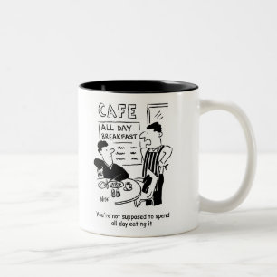 Taza Bicolor Hombre pasa todo el día comiendo un desayuno todo