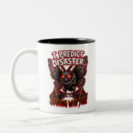 Taza Bicolor Hombre Polilla Predigo Desastre Humor de Críptido
