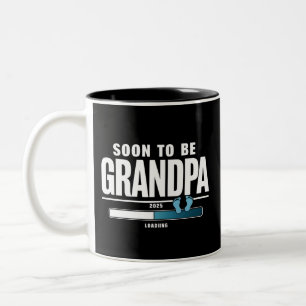 Taza Bicolor Hombre Pronto Abuelo EST. 2025 Nuevo Abuelo