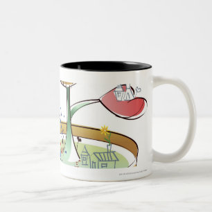 Taza Bicolor Hombre que riega una planta potted