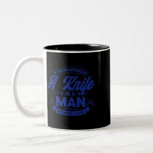 Taza Bicolor Hombre Sin Cuchillo Haciendo Cuchillo De Herrero P