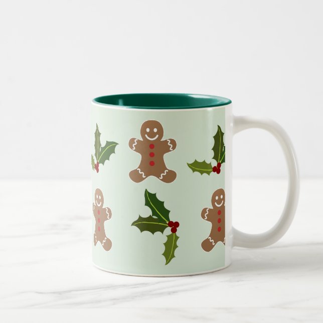 Taza Bicolor Hombres de pan de jengibre y acebo (Derecha)