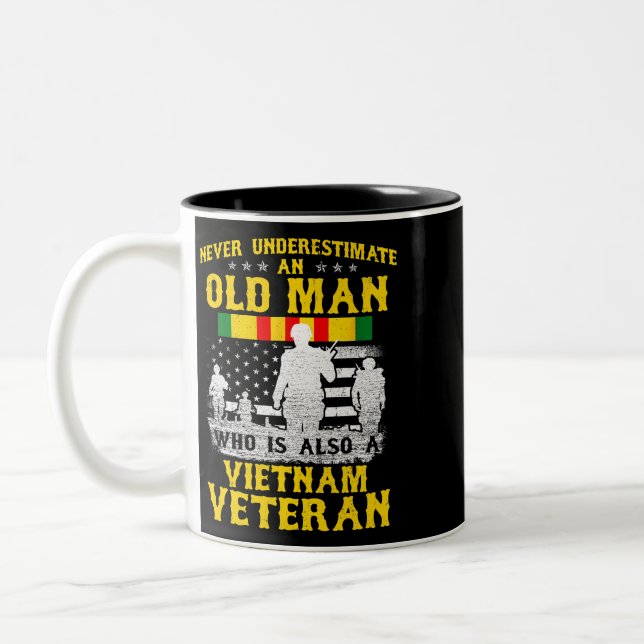 Taza Bicolor Hombres Papá Abuelo Vietnam Veteranos Camisas Vint (Izquierda)