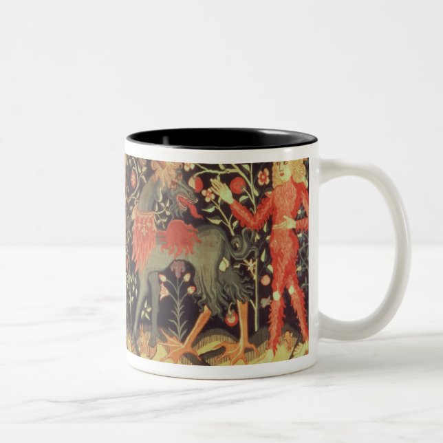 Taza Bicolor Hombres salvajes y animales, tapicería, siglo XV (Derecha)