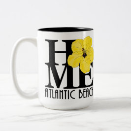 Taza Bicolor HOME Atlantic Beach Yellow Hibiscus 15oz