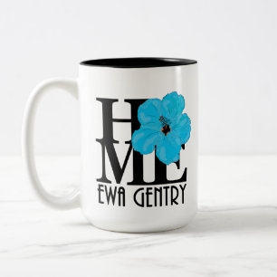 Taza Bicolor HOME Ewa Gentry Blue Hibiscus 15oz