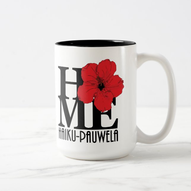 Taza Bicolor HOME Haiku-Pauwela Red Hibiscus 15oz (Derecha)
