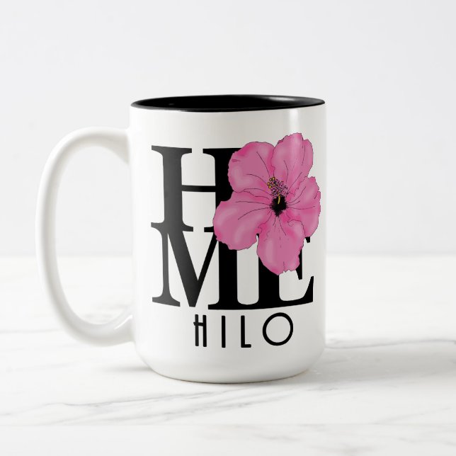 Taza Bicolor HOME Hilo Hawaii Pink 15oz (Izquierda)