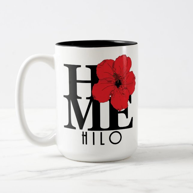 Taza Bicolor HOME Hilo Hawaii Red 15oz (Izquierda)