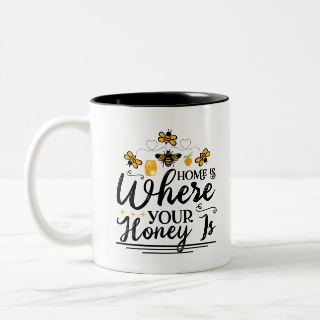 Taza Bicolor Home is where your honey simply said (Izquierda)