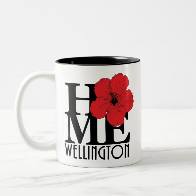Taza Bicolor HOME Wellington rojo hibiscus 11oz (Izquierda)