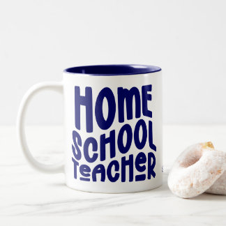 Taza Bicolor Homeschool Teacher | Dark Blue Typography Design