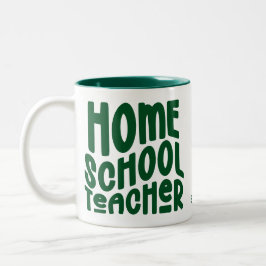 Taza Bicolor Homeschool Teacher | Green Typography Design