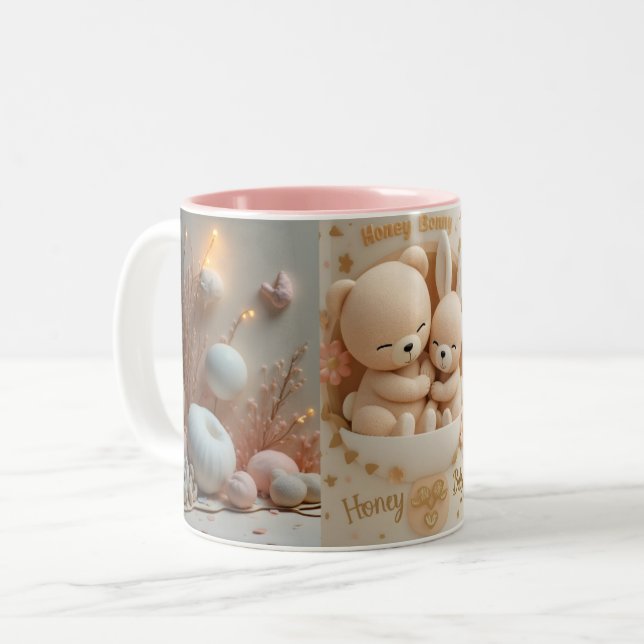 Taza Bicolor Honey Bonny Baby Mug – Baby Bear & Bunny (Anverso izquierdo)