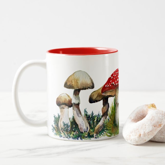 Taza Bicolor Hongos silvestres (Con donut)