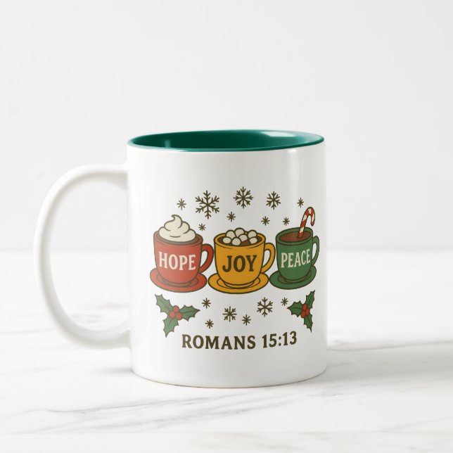 Taza Bicolor HOP JOY PEACE and COCOA (Izquierda)
