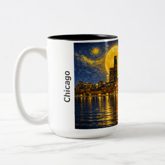 Taza Bicolor Horizonte de Chicago Noche estrellada
