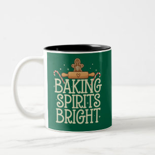 Taza Bicolor Horneando Espíritus Brillantes Navidad Divertida X