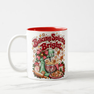 Taza Bicolor Horneando Espíritus Brillantes Retro Pan de Jengib