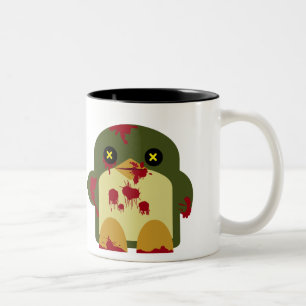Taza Bicolor Horror horrible del zombi del pingüino de Kawaii