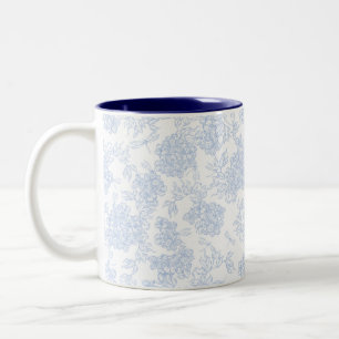 Taza Bicolor Hortensia Azul y Patrón de Libélula