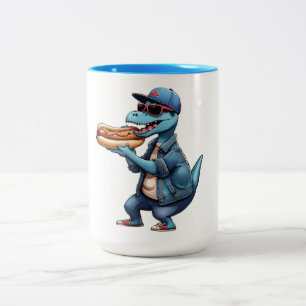 Taza Bicolor Hotdogasauro Dinosaurio