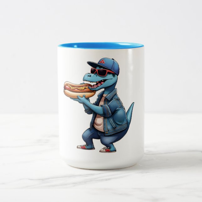 Taza Bicolor Hotdogasauro Dinosaurio (Centro)