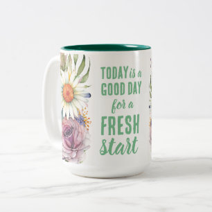 Taza Bicolor Hoy es un Buen Día Comienzo Fresco Cita Motivacion