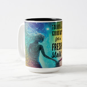 Taza Bicolor Hoy es un buen día nuevo comienzo de cita motivaci