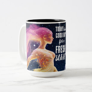 Taza Bicolor Hoy es un buen día nuevo comienzo de cita motivaci