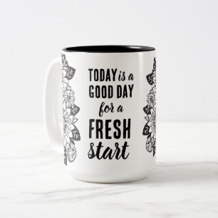 Taza Bicolor Hoy es un buen día nuevo comienzo de cita motivaci