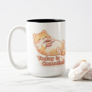Taza Bicolor Hoy está Cancelado Café del Gato Perezoso y Bonito