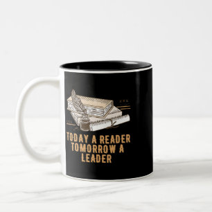 Taza Bicolor Hoy un lector mañana un líder orgulloso globo terr
