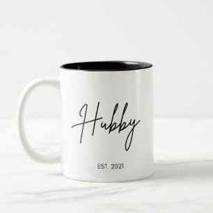 Taza Bicolor Hubby Mug, Personalizado Coffee Mug