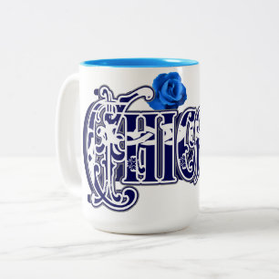 Taza Bicolor Huella de Bandana de Chicana Blue Rosa
