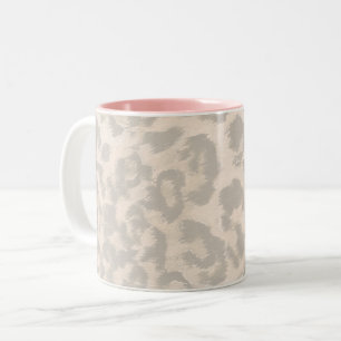Taza Bicolor Huella de leopardo beige.