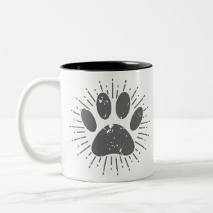 Taza Bicolor Huella de pata de perro con rayos de sol angustiad