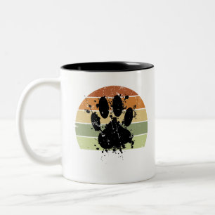 Taza Bicolor Huella de pata de perro con salpicaduras de pintur