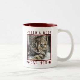 Taza Bicolor Huellas de Garra de la Mejor Mamá de Gatos del Mun