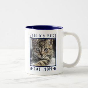 Taza Bicolor Huellas de gato de la mejor mamá del mundo para ma