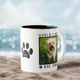 Taza Bicolor Huellas de patas de la mejor mamá de perros del mu