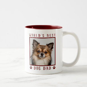 Taza Bicolor Huellas de patas de papá perro del mundo Burgundy