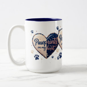 Taza Bicolor Huellas en My Heart Mug - Regalo de amantes de mas